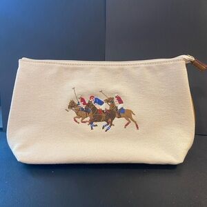 Vintage Ralph Lauren Triple Ponies Embroidered Zip-top Cosmetic Bag